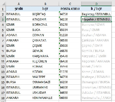 Excel Hızlı Veri Doldurma